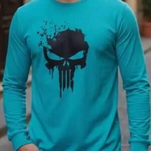 Camiseta Manga Longa Azul-turquesa Adulto O Justiceiro spe