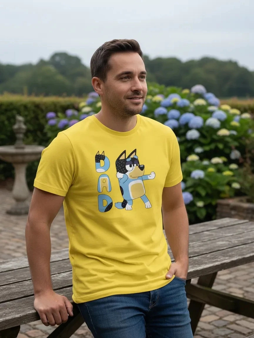 Camiseta Adulto Bluey Bandit Pai Cores spe