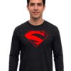 br-11134207-820le-mr8lowyozbb93f Camiseta Manga Comprida Longa Preta Adulto Unissex Super Homem Elétrico Logo Vermelho Silk Screen Manual mlc