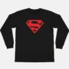 br-11134207-820le-mr8m6m8vstmv63 Camiseta Manga Longa Preta Adulto Super Homem Logo Vermelho mlr