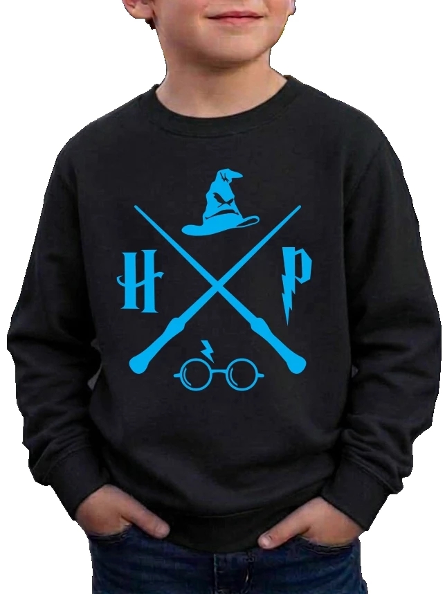 Moletom Harry Potter Logo Azul Infantil ( Preto )