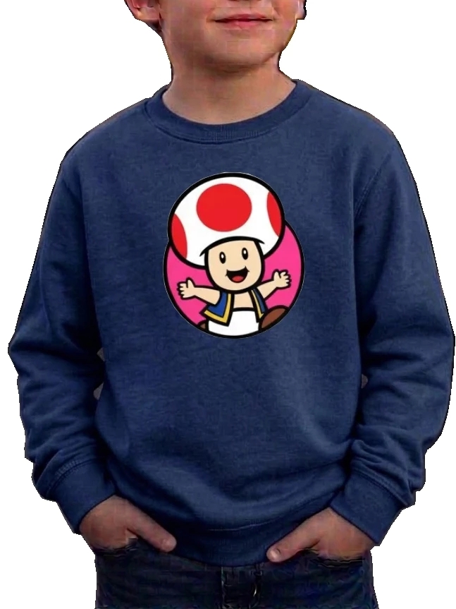 Moletom Toad Mario Bros Algodão Flanelado Infantil ( Azul )