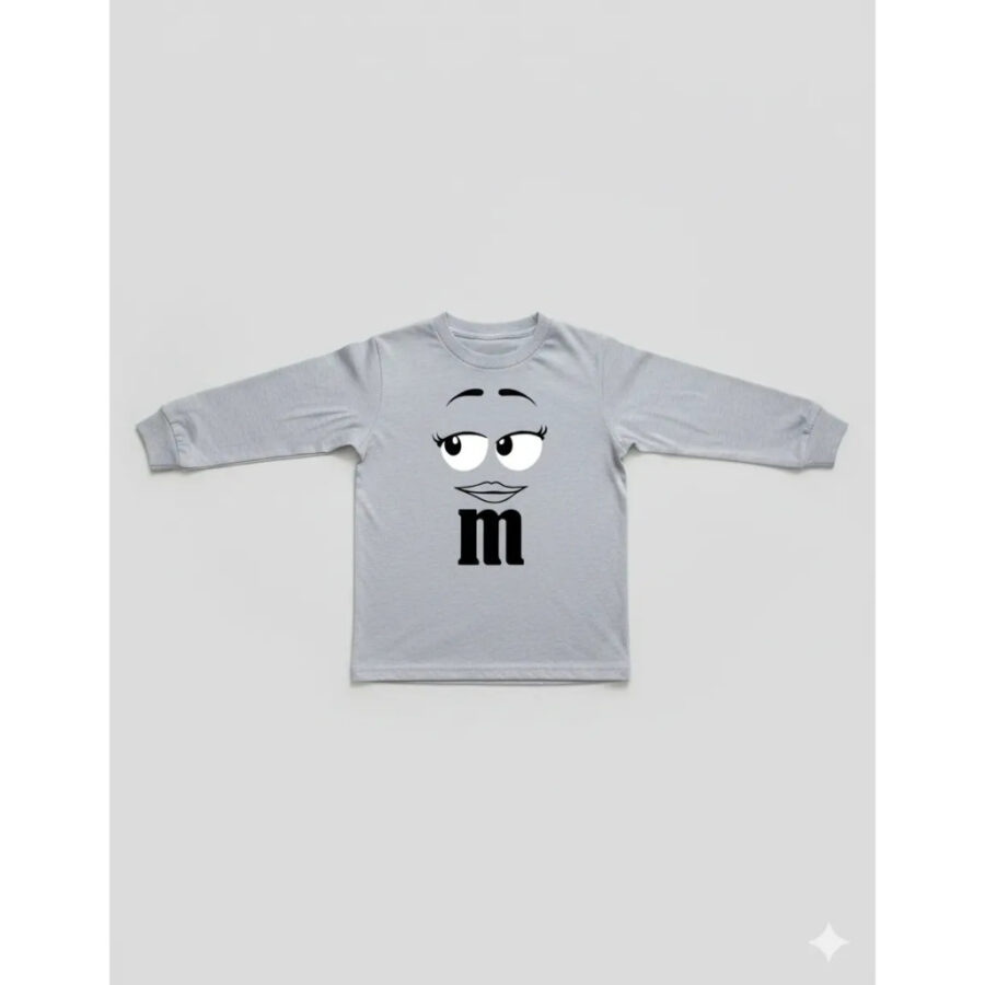 Camiseta Cinza Manga Longa Infantil m&m 3 mlc