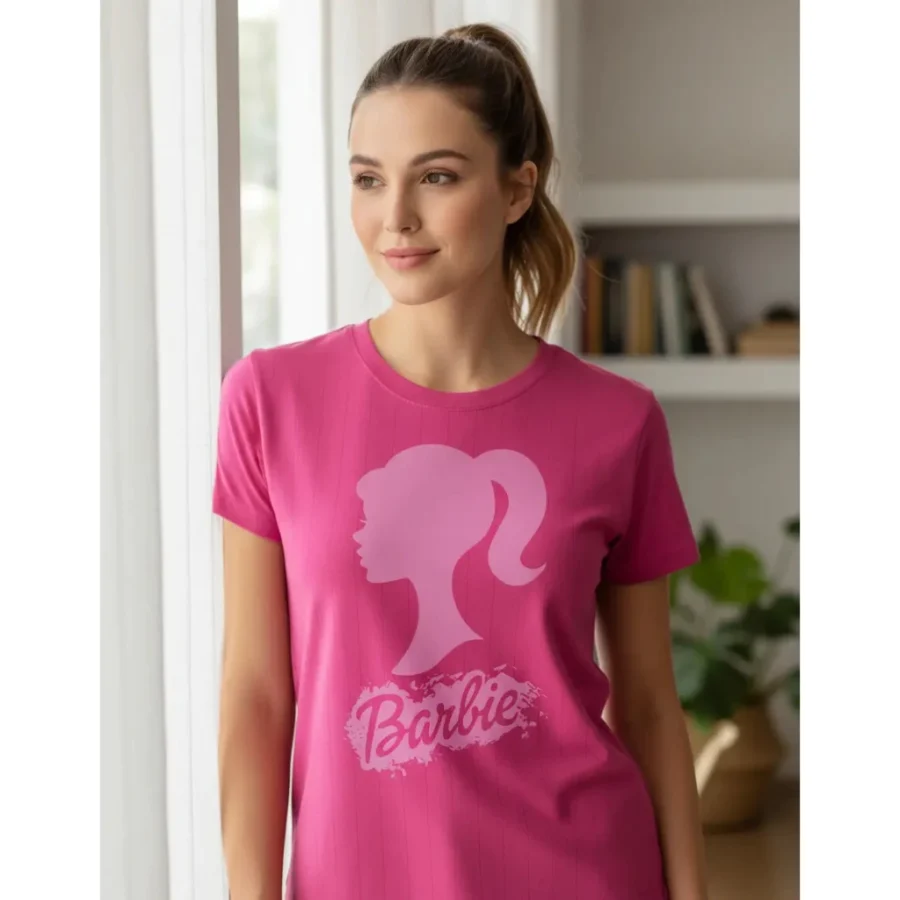 Camiseta Baby Look Feminina Rosa Barbie spe