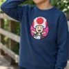Moletom Toad Mario Bros Algodão Flanelado Infantil ( Azul )