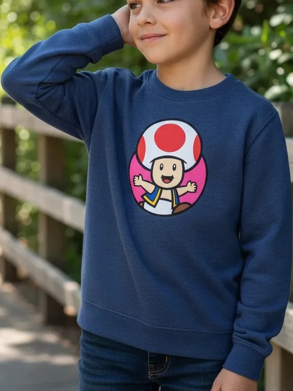Moletom Toad Mario Bros Algodão Flanelado Infantil ( Azul )