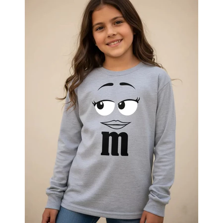 Camiseta Cinza Manga Longa Infantil m&m 3 mlc