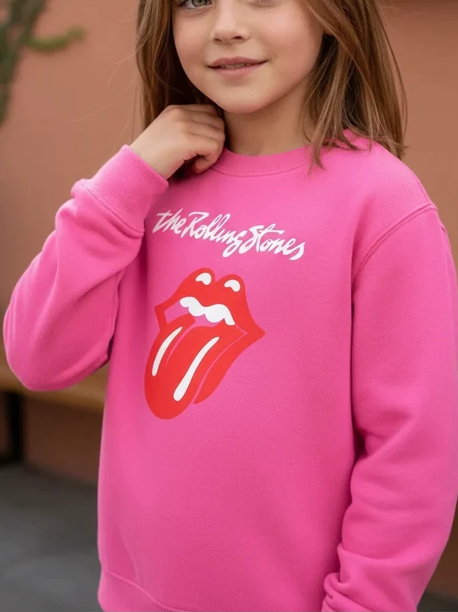Moletom Flanelado Rolling Stones Infantil  ( Rosa )