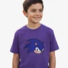 Camiseta Infantil Malha PV Roxa Sonic Silk Screen Manual Manga Curta Tamanhos Unissex Premium