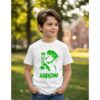 Camiseta Branca Infantil Arrow Arqueiro Verde mlr