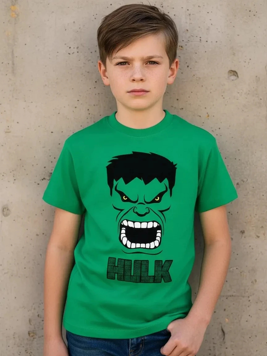 Camiseta Infantil Unissex Incrivel Hulk Verde spe