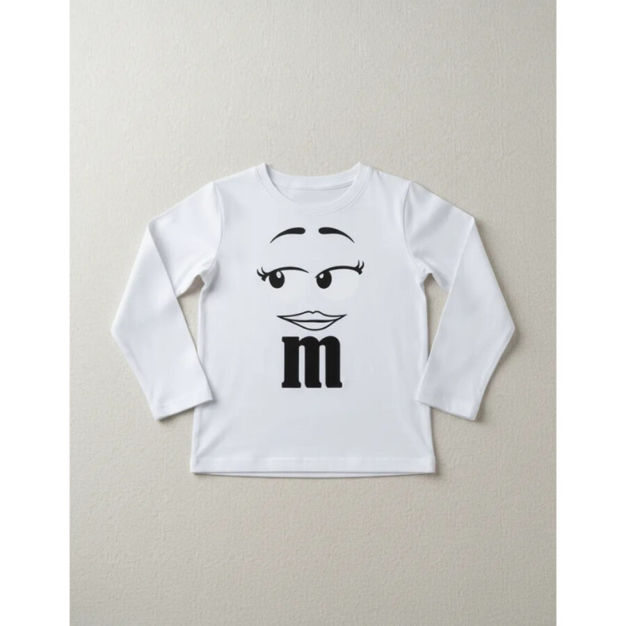 br-11134207-820m0-mpqrkuliek8xa2 Camiseta Branca Manga Longa Infantil Unissex m&m 3 spe