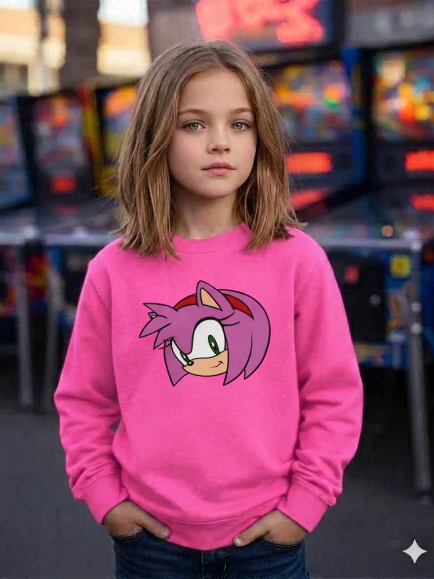 Moletom Algodão Flanelado Infantil Rosa Amy Rose Sonic mlc