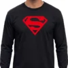 br-11134207-820m5-mr8m6m8vvmrr21 Camiseta Manga Longa Preta Adulto Super Homem Logo Vermelho mlr