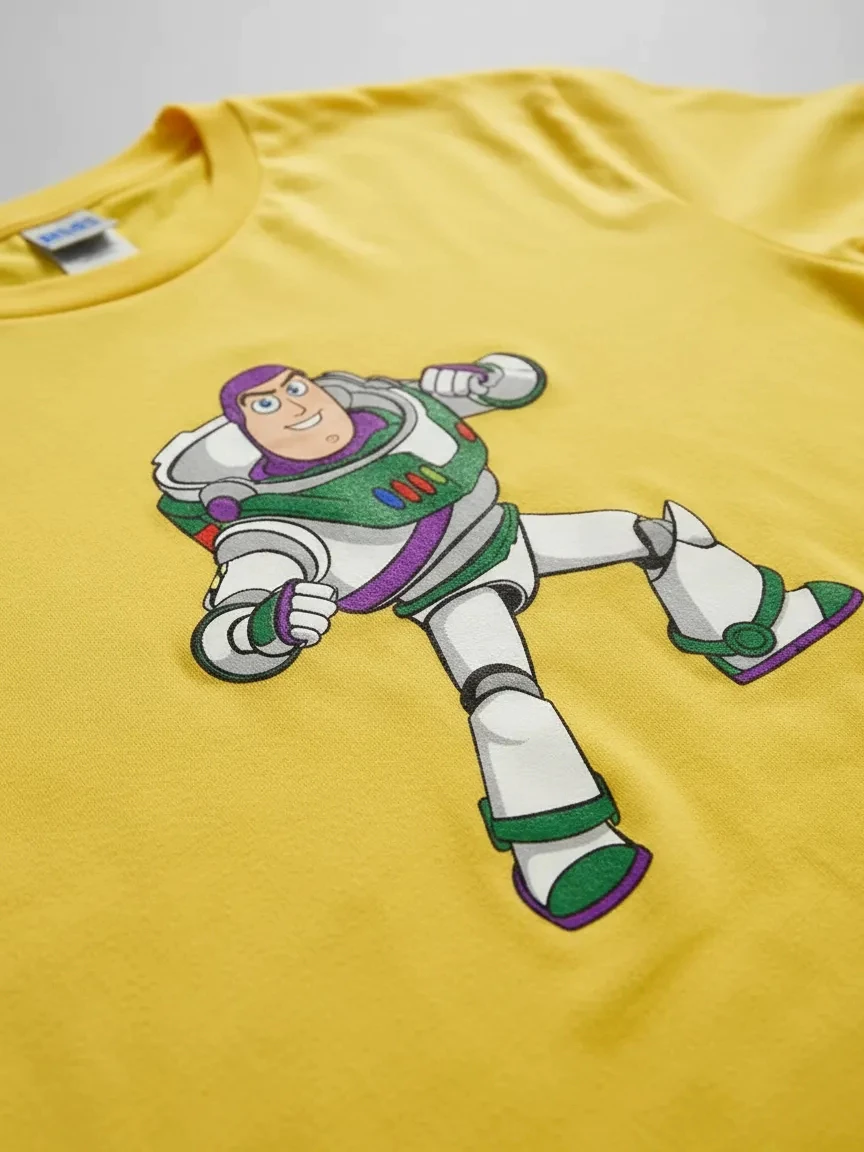 Camiseta Amarela Manga Curta Adulto Unissex Buzz Lightyear Toy Story mlc