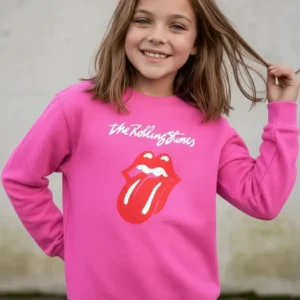 br-11134207-820m6-mr6ocjqsq2o402 Moletom Flanelado Rolling Stones Infantil ( Rosa )