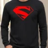 br-11134207-820m6-mr8lowyoxwqt75 Camiseta Manga Comprida Longa Preta Adulto Unissex Super Homem Elétrico Logo Vermelho Silk Screen Manual mlc