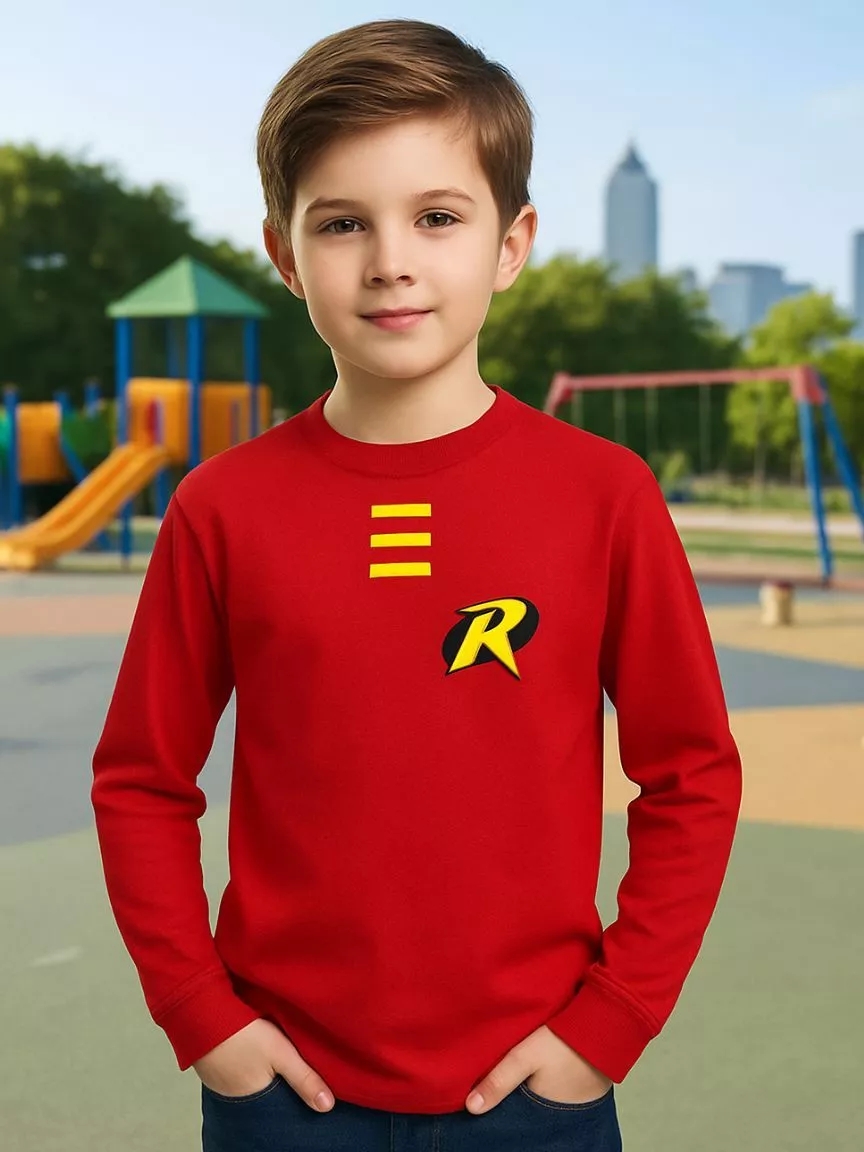 Camiseta Vermelha Manga Longa Infantil Robin mlc