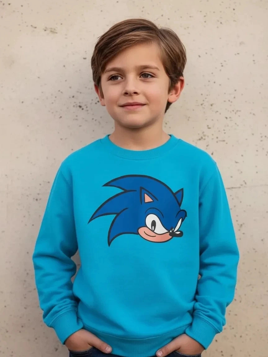 Moletom Flanelado Azul-turquesa Infantil Sonic Premium