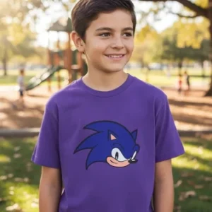 br-11134207-820ma-mon4jo01sa9y49 Camiseta Infantil Malha PV Roxa Sonic Silk Screen Manual Manga Curta Tamanhos Unissex Premium