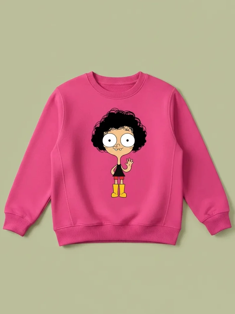 Blusa Moletom Flanelado Rosa Infantil Unissex Irmão do Jorel Silk Screen Manual Premium spe