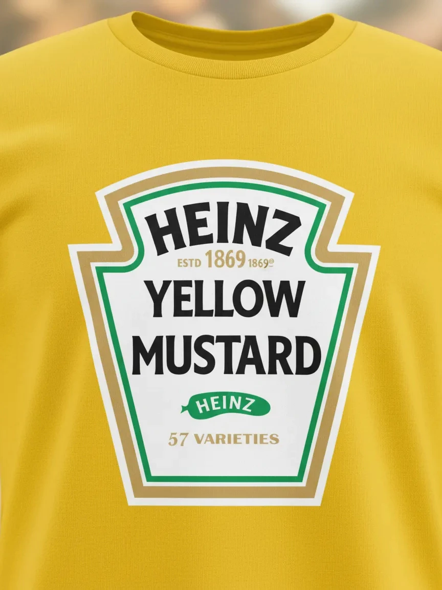Camiseta Infantil Amarela Heinz Mostarda Silk Screen spe
