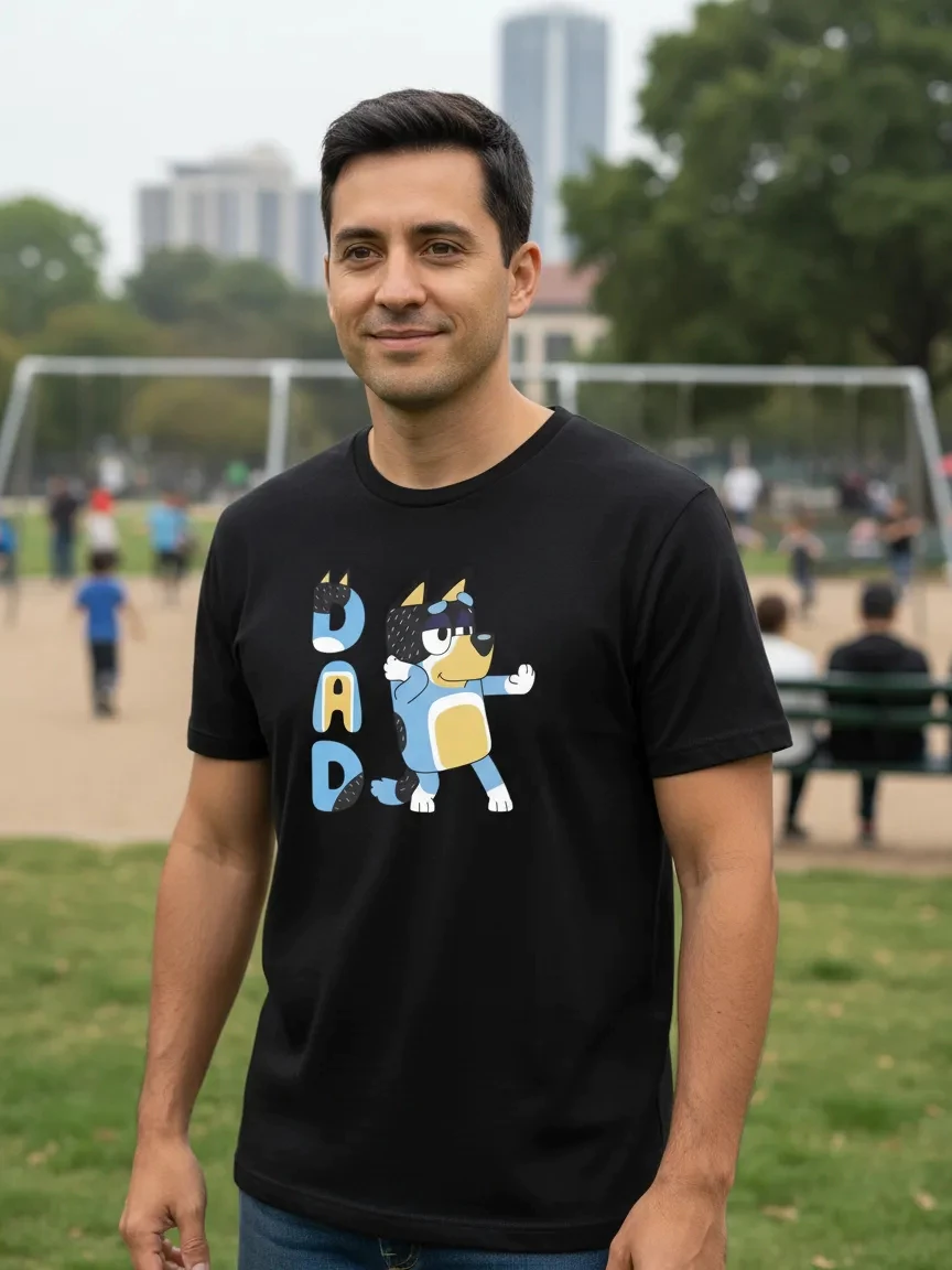 Camiseta Adulto Bluey Bandit Pai Cores spe