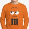 Camiseta Laranja Manga Longa Infantil m&m 3 spe