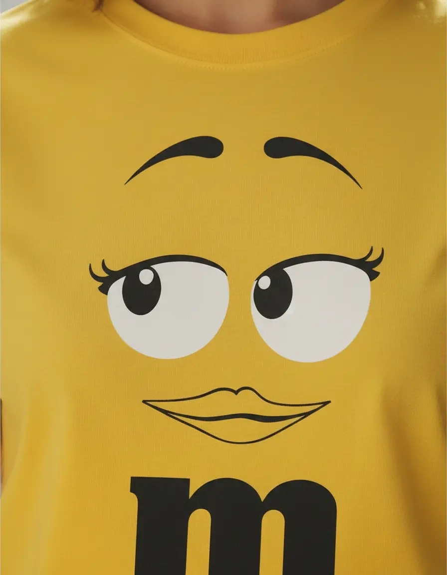 Camiseta Amarela Manga Curta Infantil Unissex m&m mod 3 mlc