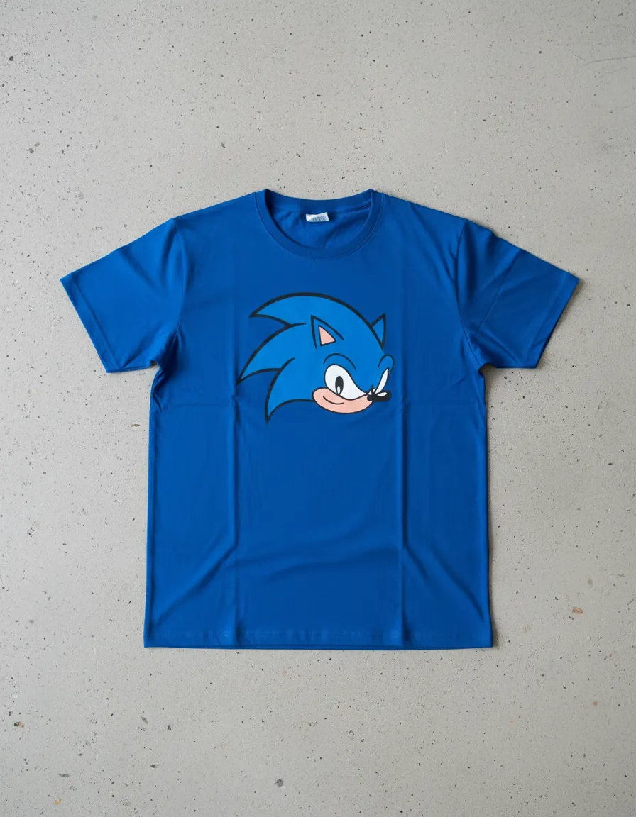 Camiseta Azul Baby Look Sonic the Hedgehog mlc