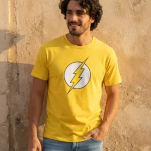 1 Camiseta Amarela Adulto Flash mlc