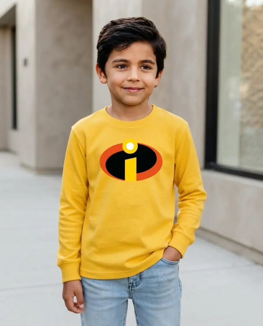 1 Camiseta Amarela Ls Infantil Os Incríveis mlc