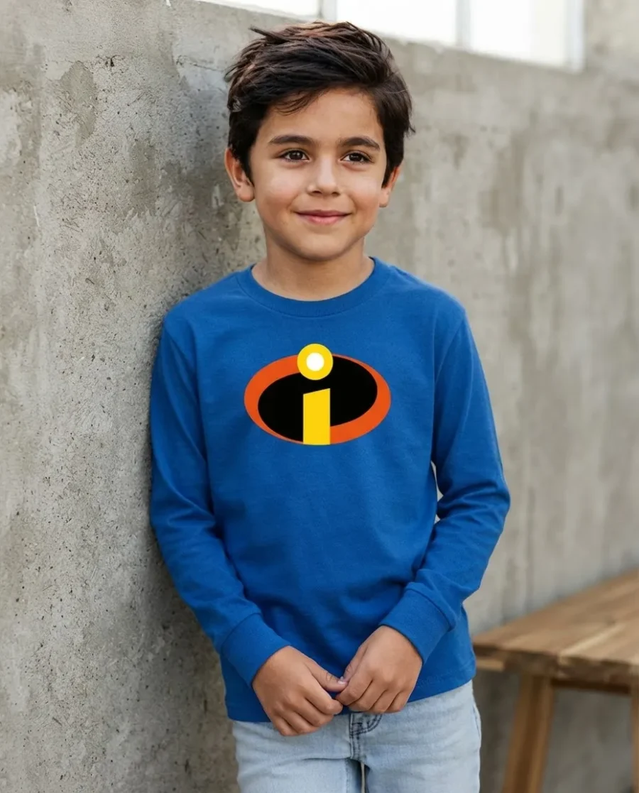 Camiseta Azul Ls Infantil Os Incríveis mlc