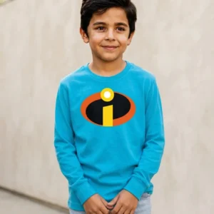 1 Camiseta Azul Turquesa Ls Infantil Os Incríveis mlc