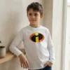 Camiseta Branca Ls Infantil Os Incríveis mlc