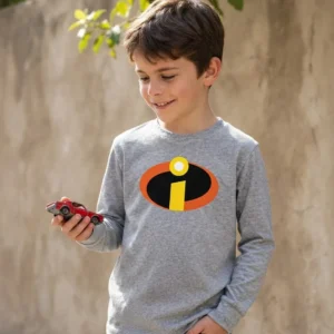 1 Camiseta Cinza Ls Infantil Os Incríveis mlc