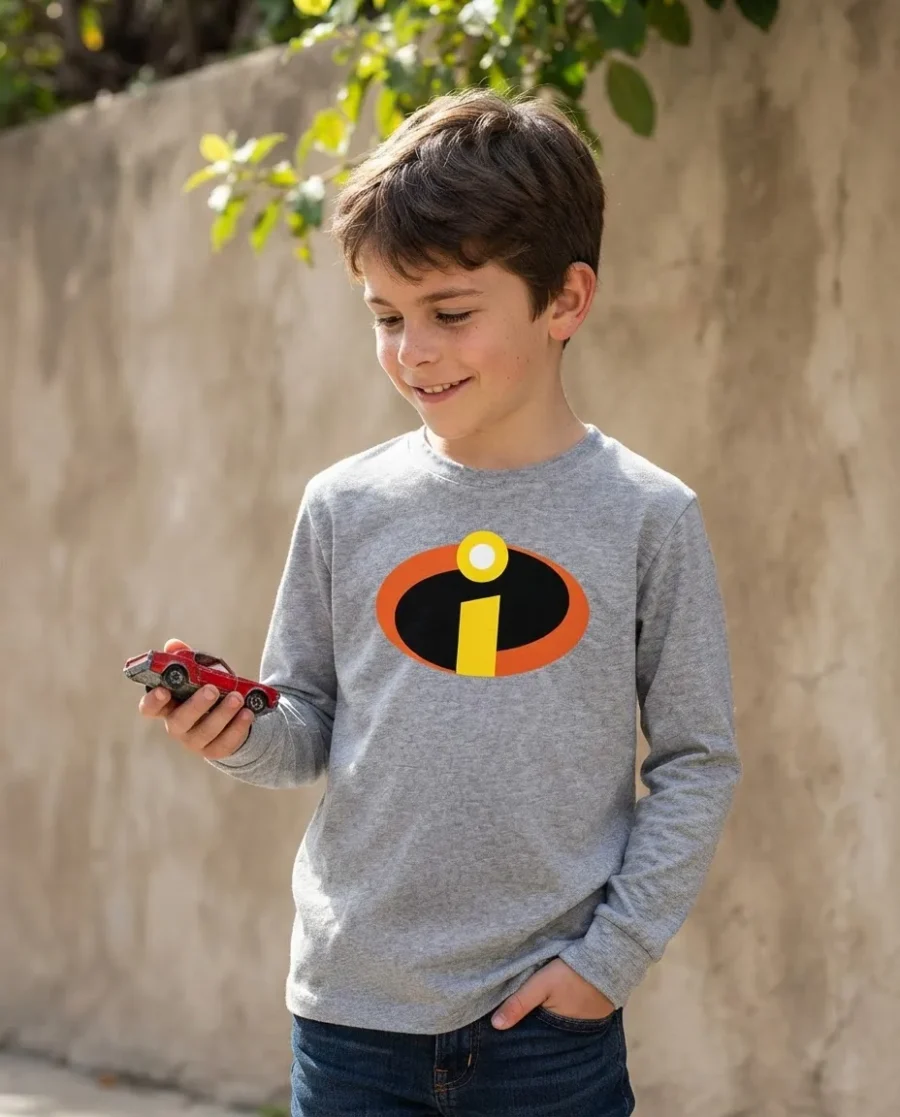 Camiseta Cinza Ls Infantil Os Incríveis mlr