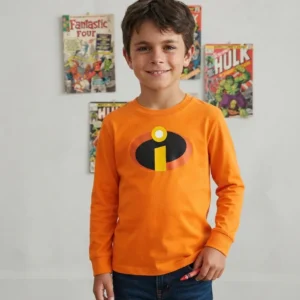 1 Camiseta Laranja Ls Infantil Os Incríveis mlc