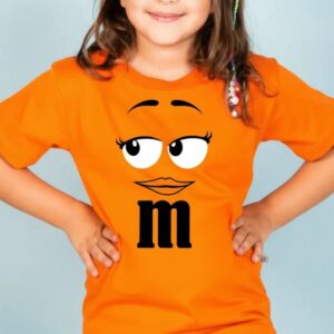 1 Camiseta Laranja Infantil Unissex m&m mod 3 mlc