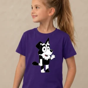 1 Camiseta Roxa Manga Curta Infantil Bluey Mackenzie mlc