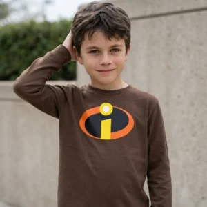 1 Camiseta Marrom Ls Infantil Os Incríveis mlc
