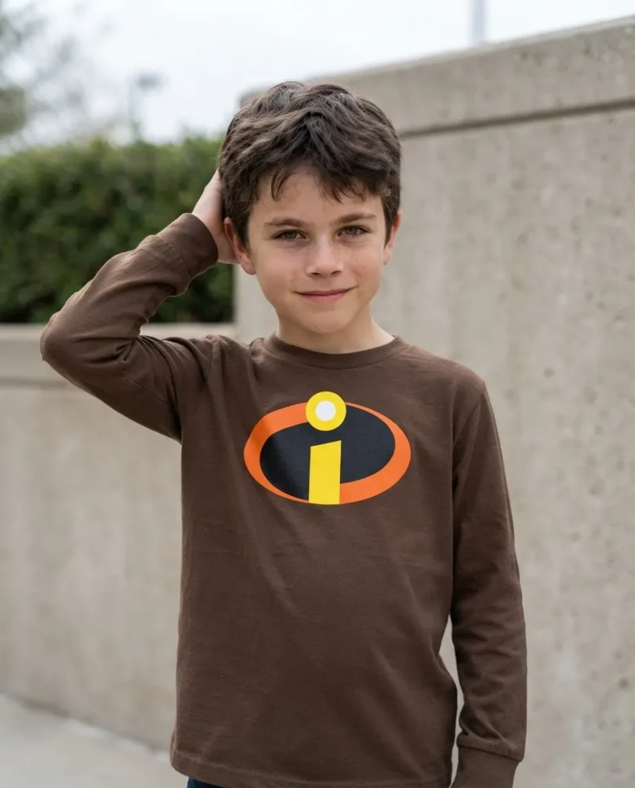 Camiseta Marrom Ls Infantil Os Incríveis mlca