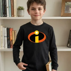 1 Camiseta Preta Ls Infantil Os Incríveis mlc