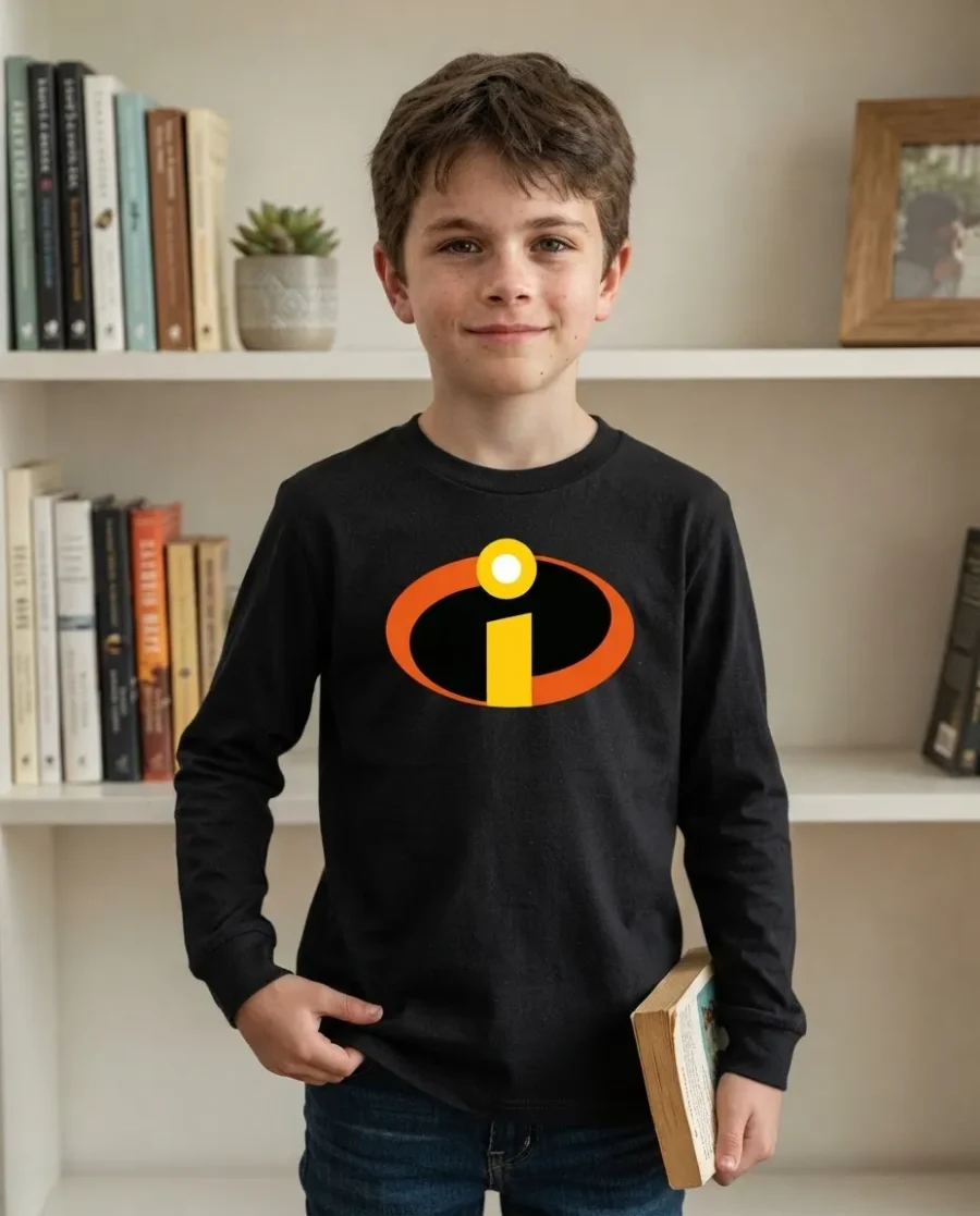 Camiseta Preta Ls Infantil Os Incríveis mlc