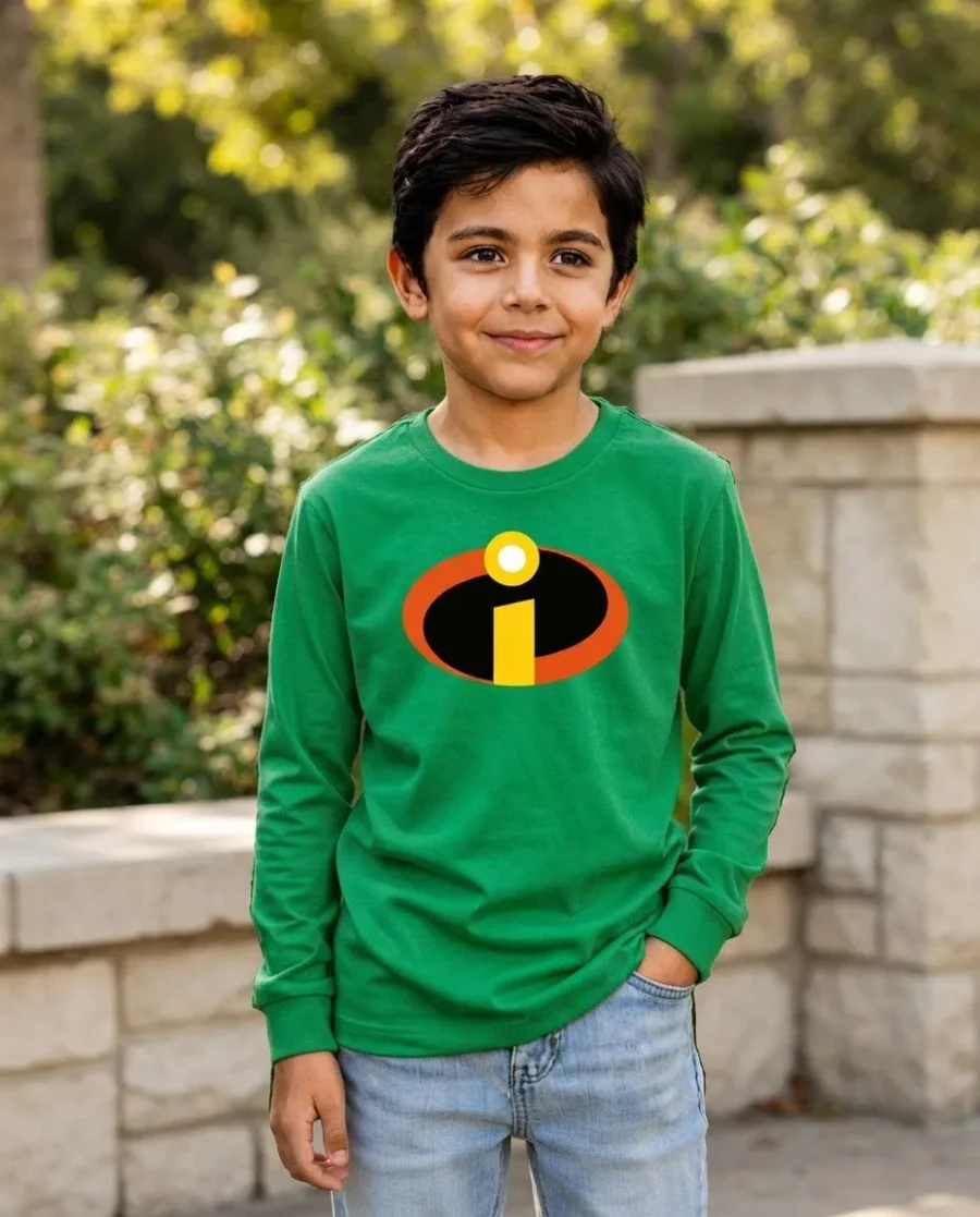Camiseta Verde Ls Infantil Os Incríveis mlc