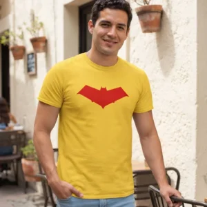 1 Camiseta Amarela Ss Adulto Capuz Vermelho mlc