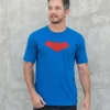 Camiseta Azul Ss Adulto Capuz Vermelho mlc