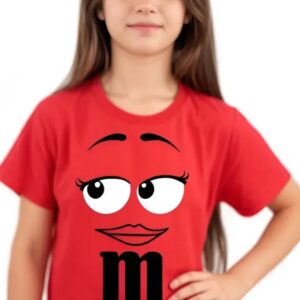 1 Camiseta Vermelha Infantil Unissex m&m mod 3 mlc