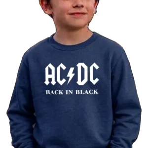 1 Blusa Moletom Infantil Ac/dc Back In Black Azul mlc