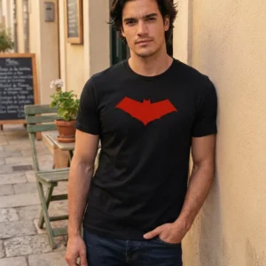 1 Camiseta Preta Ss Adulto Capuz Vermelho mlc